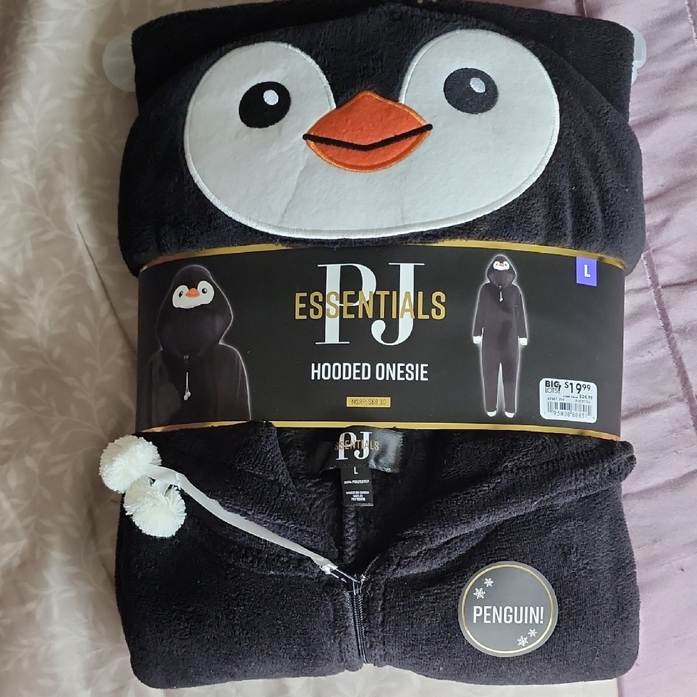 Black Penguin Hooded Onesie